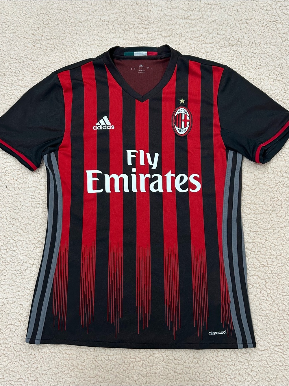adidas AC Milan Black & Red Striped Home Jersey